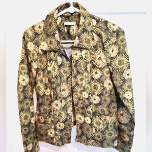 Christopher Banks Green Floral Blazer Embroidered Sz M Very Good Condition